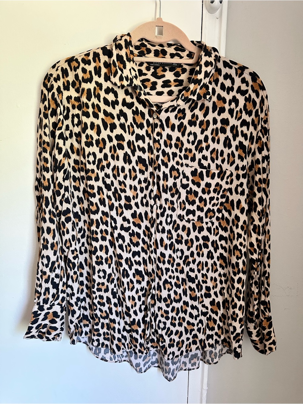 Cheetah print button down, Zara, size L